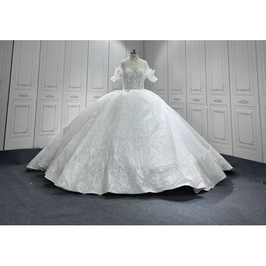 Puff Sleeve Ball Gown Wedding Dress 2024 Lace Appliques Bride Dresses Women Vestidos De Novia