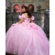 Puff Sleeve Pink Quinceanera Dresses for Girls Sweetheart Neck Sequin Beads Vestido De 15 Anos