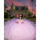 Puff Sleeve Pink Quinceanera Dresses for Girls Sweetheart Neck Sequin Beads Vestido De 15 Anos