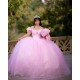 Puff Sleeve Pink Quinceanera Dresses for Girls Sweetheart Neck Sequin Beads Vestido De 15 Anos