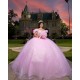 Puff Sleeve Pink Quinceanera Dresses for Girls Sweetheart Neck Sequin Beads Vestido De 15 Anos