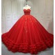 Red Quinceanera Dresses Ruffled Princess Girls Ball Gown Strapless Vestidos De 15 Anos