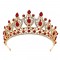 Rhinestone Geometric Bridal Tiara Crown Baroque Red Crystal Party Pageant Prom Diadem Bride Headband Wedding Hair Accessories