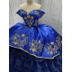 Ruffled Blue Quinceanera Dresses for 15 Anos Off The Shoulder Floor Length Appliques Pleat Vestidos De Baile Customised