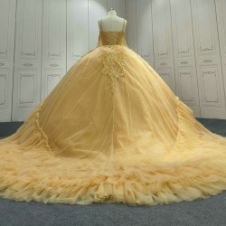 Ruffled Gold Ball Gown Quinceanera Dress 2024 Sweetheart Applique Party 15 Vestidos De 15 Anos