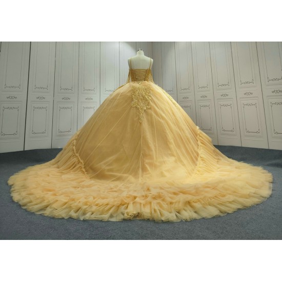 Ruffled Gold Ball Gown Quinceanera Dress 2024 Sweetheart Applique Party 15 Vestidos De 15 Anos