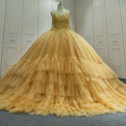 Ruffled Gold Ball Gown Quinceanera Dress 2024 Sweetheart Applique Party 15 Vestidos De 15 Anos