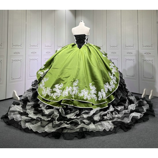 Ruffled Multi Ball Gown Quinceanera Dress 2024 Princess Lace Appliques Sweet 16 Vestidos De 15 Anos