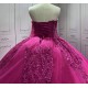 Ruffled Sweetheart Hot Pink Quinceanera Dress 2024 Spaghetti Straps Party Sweet 16 Ball Gown Graduation Prom Gowns