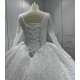 Sequin Long Sleeve Wedding Dresses V Neck Custom Bridal Gowns Backless White Ivory Vestidos De Noiva