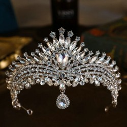 Silver Color Wedding Tiara Crystal Rhinestone Luxury Fashion Bridal Crown Diadem Headband Hair Accessories Headdress Head Jewelr