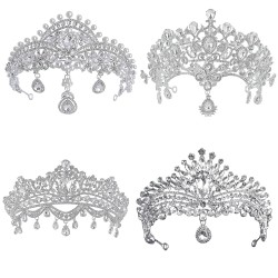 Silver Color Wedding Tiara Crystal Rhinestone Luxury Fashion Bridal Crown Diadem Headband Hair Accessories Headdress Head Jewelr