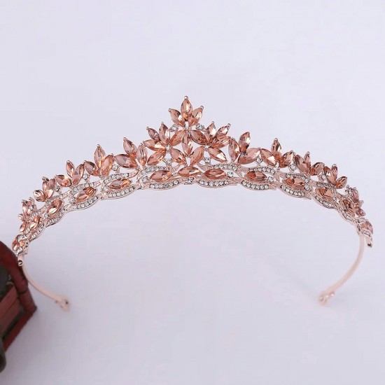 Simple Headdress Leaf Encrusted Crystal Crown Bridal Wedding Small Hairband Pageant Prom Rhinestone Tiara Accessories