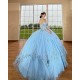 Sky Blue Quince Dress Sweetheart Neck 15 Anos Detachable Women 2024 Ball Gown Crystal Girl Birthday Gowns With 3D Flowers