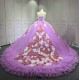 Sleeveless Lilac Quinceanera Dress Ruffled Vestidos De XV Anos 3D Flowers Sweet 15 Gowns With Cape