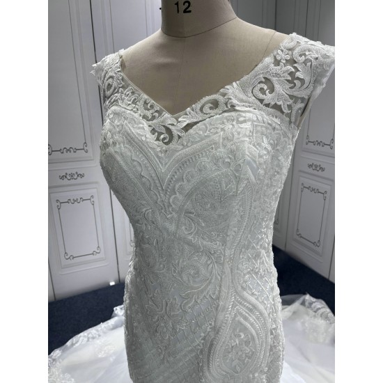 Sleeveless Mermaid Wedding Dress Beading Lace Appliques Vestidos de Noivas Court Train Bridal Dress