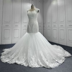 Sleeveless Mermaid Wedding Dress Beading Lace Appliques Vestidos de Noivas Court Train Bridal Dress