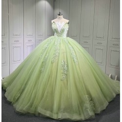 Sleeveless Sage Green Quince Dress Strapless Vestidos De XV Anos Lace Appliques Sweet 15 Gowns