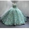 Spaghetti Strap Aqua Blue Quinceanera Dresses Flowers Appliques Sweetheart Ball Gowns Princess Vestidos De 15 Anos