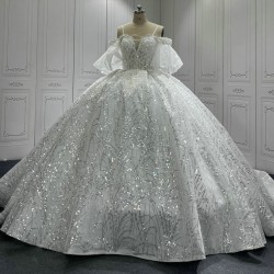 Spaghetti Strap Wedding Dress 2024 Customized Plus Size Sequin Bridal Wedding Gowns