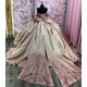 Sparkly Rose Gold Quinceanera Dresses For 16th Year Girls Sweetheart Neck Customized 15 Party Gown Vestidos De XV Anos