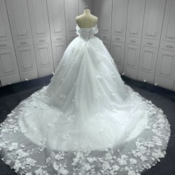 Strapless 3D Flowers Wedding Dress Sweetheart Neck Bridal Gown Women Vestidos De Novia