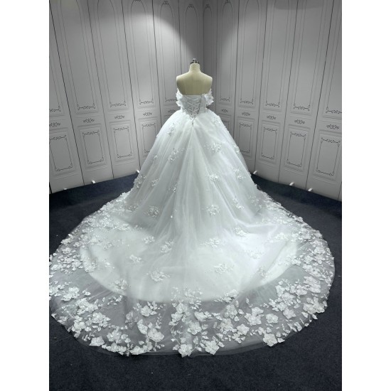 Strapless 3D Flowers Wedding Dress Sweetheart Neck Bridal Gown Women Vestidos De Novia