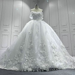 Strapless 3D Flowers Wedding Dress Sweetheart Neck Bridal Gown Women Vestidos De Novia