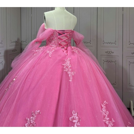 Strapless Hot Pink Quinceanera Dresses for 15 Anos Sweetheart Neck Appliques Vestidos De Baile Customised