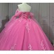 Strapless Hot Pink Quinceanera Dresses for 15 Anos Sweetheart Neck Appliques Vestidos De Baile Customised