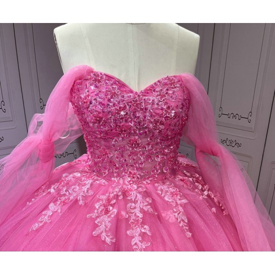 Strapless Hot Pink Quinceanera Dresses for 15 Anos Sweetheart Neck Appliques Vestidos De Baile Customised