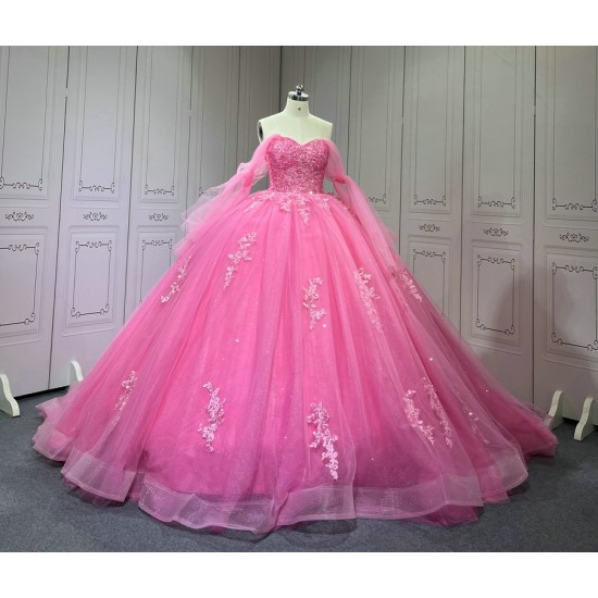 Strapless Hot Pink Quinceanera Dresses for 15 Anos Sweetheart Neck Appliques Vestidos De Baile Customised