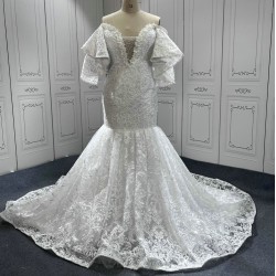 Strapless Lace Appliques Bride Dress Mermaid Princess Vestido De Noivas 2024 Hot Sale Wedding Gown