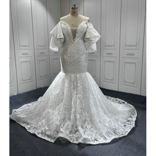 Strapless Lace Appliques Bride Dress Mermaid Princess Vestido De Noivas 2024 Hot Sale Wedding Gown