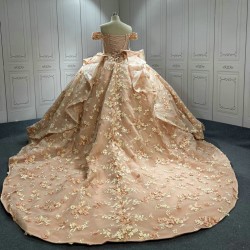 Sweetheart Blush Quinceanera Dresses Off the Shoulder Vestido De 15 Customised 3D Flowers Instagram Gowns