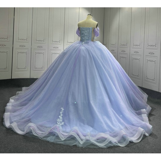 Sweetheart Lavender Quinceanera Dresses for Girls Appliques Off The Shoulder Ball Gown Vestidos De Baile Customised