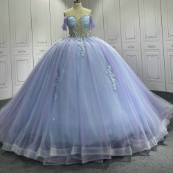 Sweetheart Lavender Quinceanera Dresses for Girls Appliques Off The Shoulder Ball Gown Vestidos De Baile Customised