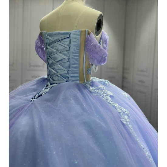 Sweetheart Lavender Quinceanera Dresses for Girls Appliques Off The Shoulder Ball Gown Vestidos De Baile Customised