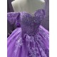 Sweetheart Neck Ball Gown Lilac Quinceanera Dresses for Girls Off the Shoulder Vestidos De 15 Anos With Bow