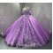 Sweetheart Neck Ball Gown Lilac Quinceanera Dresses for Girls Off the Shoulder Vestidos De 15 Anos With Bow