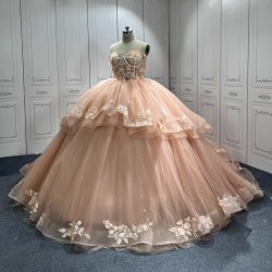 Sweetheart Neck Pink Quinceanera Dress Sleeveless Vestidos De 15 Anos Girls Ball Gown Sweet 16 Dresses