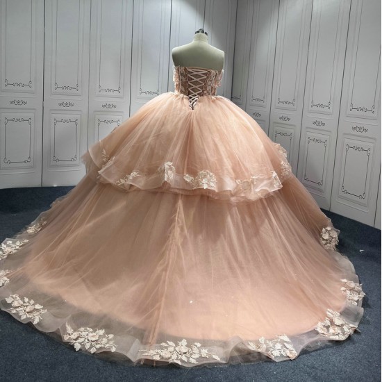 Sweetheart Neck Pink Quinceanera Dress Sleeveless Vestidos De 15 Anos Girls Ball Gown Sweet 16 Dresses