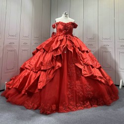 Sweetheart Neck Red Quinceanera Dresses for 15 Anos Off The Shoulder Ball Gown Tulle Floor Length Girl Women Dress