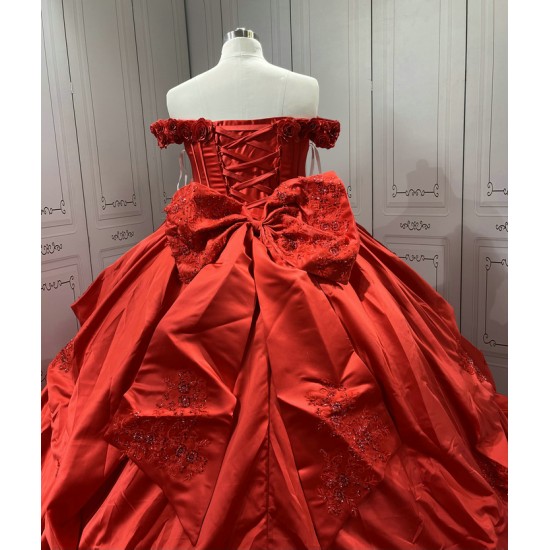 Sweetheart Neck Red Quinceanera Dresses for 15 Anos Off The Shoulder Ball Gown Tulle Floor Length Girl Women Dress