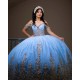 Sweetheart Neck Sky Blue Quinceanera Dress 2024 Formal Vestidos De 15 Anos Sequin Cocktail Dresses