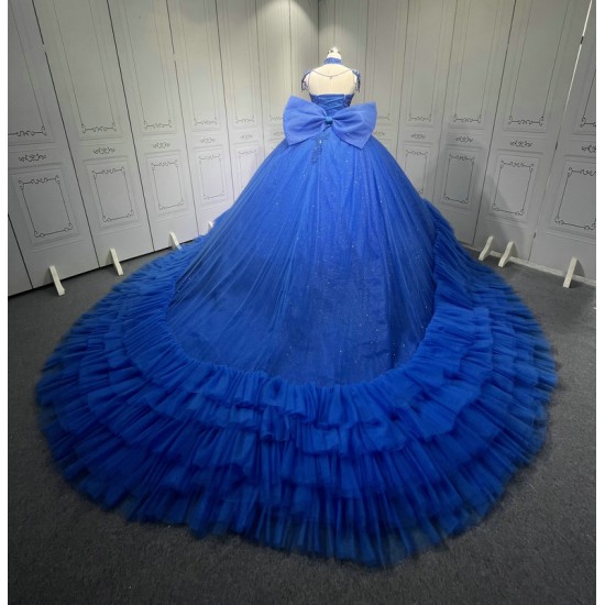 Tiered Royal Blue Quinceanera Dress Vestidos De XV Anos 15TH Birthday Dress With Bow