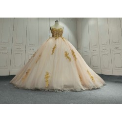 Tulle Nude Quinceanera Dresses 2024 Lace Appliques Evening Party Prom Gowns Vestidos De 15 Anos