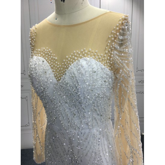 Two In One Wedding Dress Sequin Full Sleeves Bridal Gown Customized Women Holidays Party Clothing