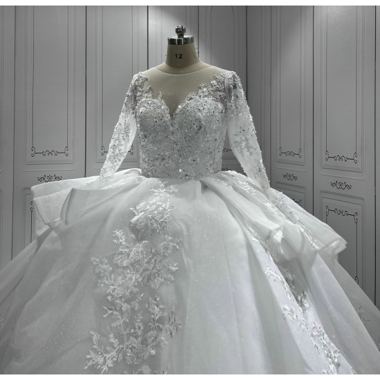 Vestido De Noiva 2024 Long Sleeves Wedding Dress Ball Gown Lace Bridal Gown Custom Made Robe De Mariee