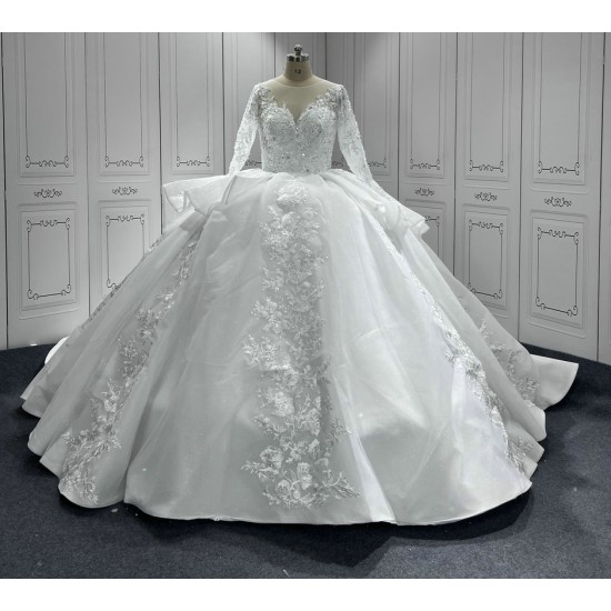 Vestido De Noiva 2024 Long Sleeves Wedding Dress Ball Gown Lace Bridal Gown Custom Made Robe De Mariee